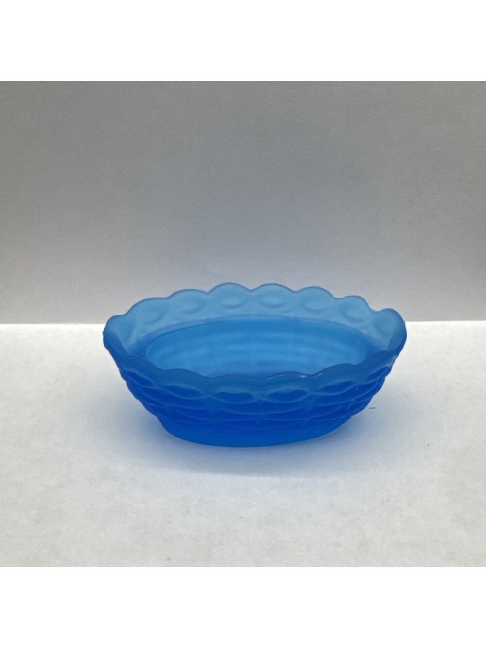 Vintage Westmoreland Blue Satin Glass Hen On Nest Candy Dish Bottom Only 3.5”